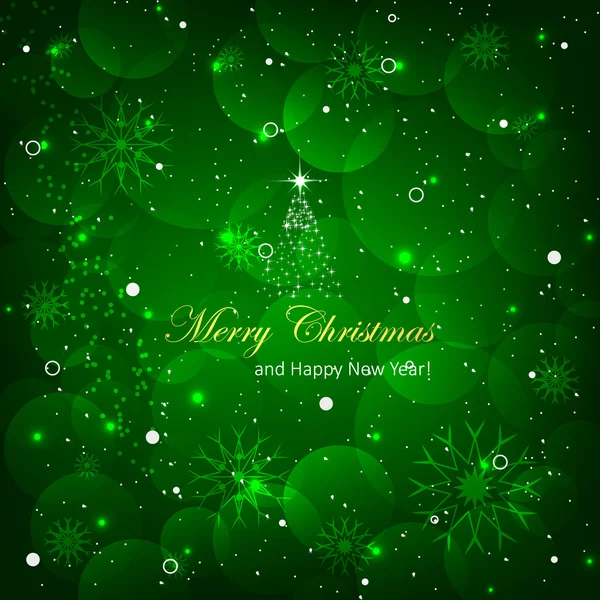 Kerst vectorillustratie op een groene achtergrond met decoratie — Stockvector