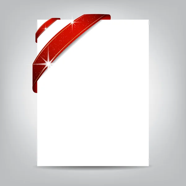Modèle de flyer de Noël, bannière en papier avec ruban rouge — Image vectorielle