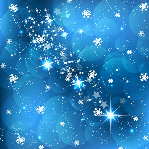 Mavi bir arka plan üzerinde Noel tebrik kartı — Stok Vektör