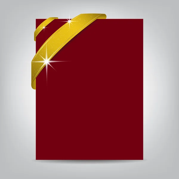 Christmas flyer template, paper banner with gold ribbon — Stock Vector