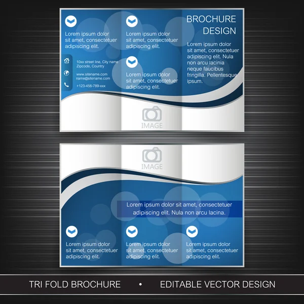Business tri-fold flyer template, brochure or cover design — Stock Vector