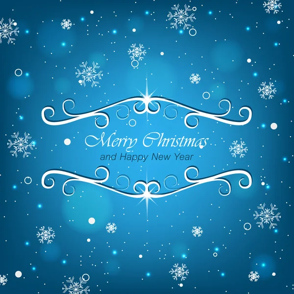 Christmas blue background for greeting card with snowflakes — Stock Vector