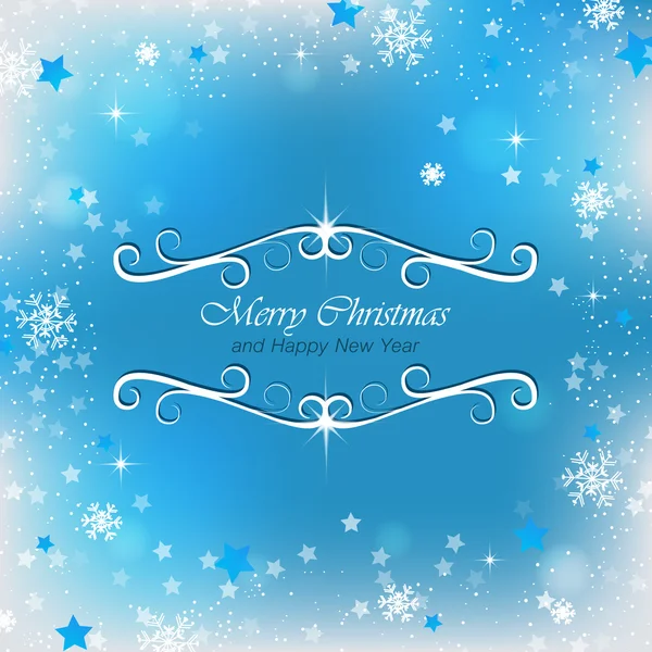 Christmas blue background for greeting card with snowflakes — Stock Vector