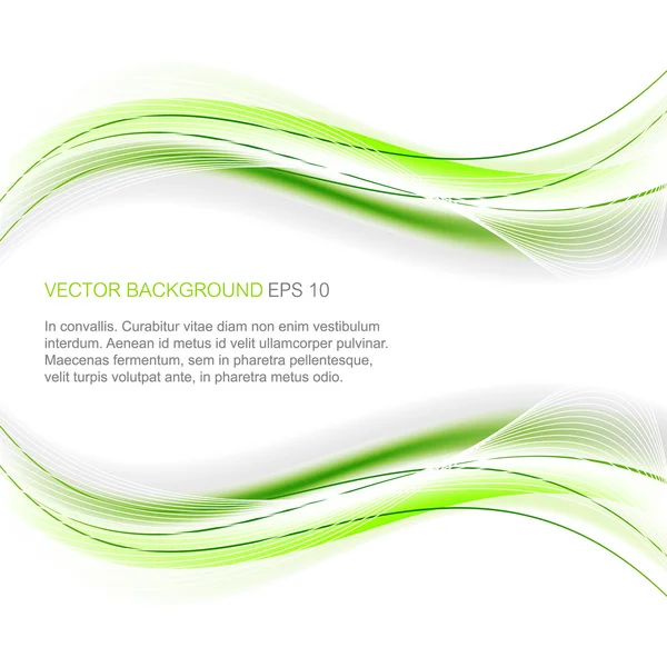 Abstract vector white background with green waves — Stock Vector