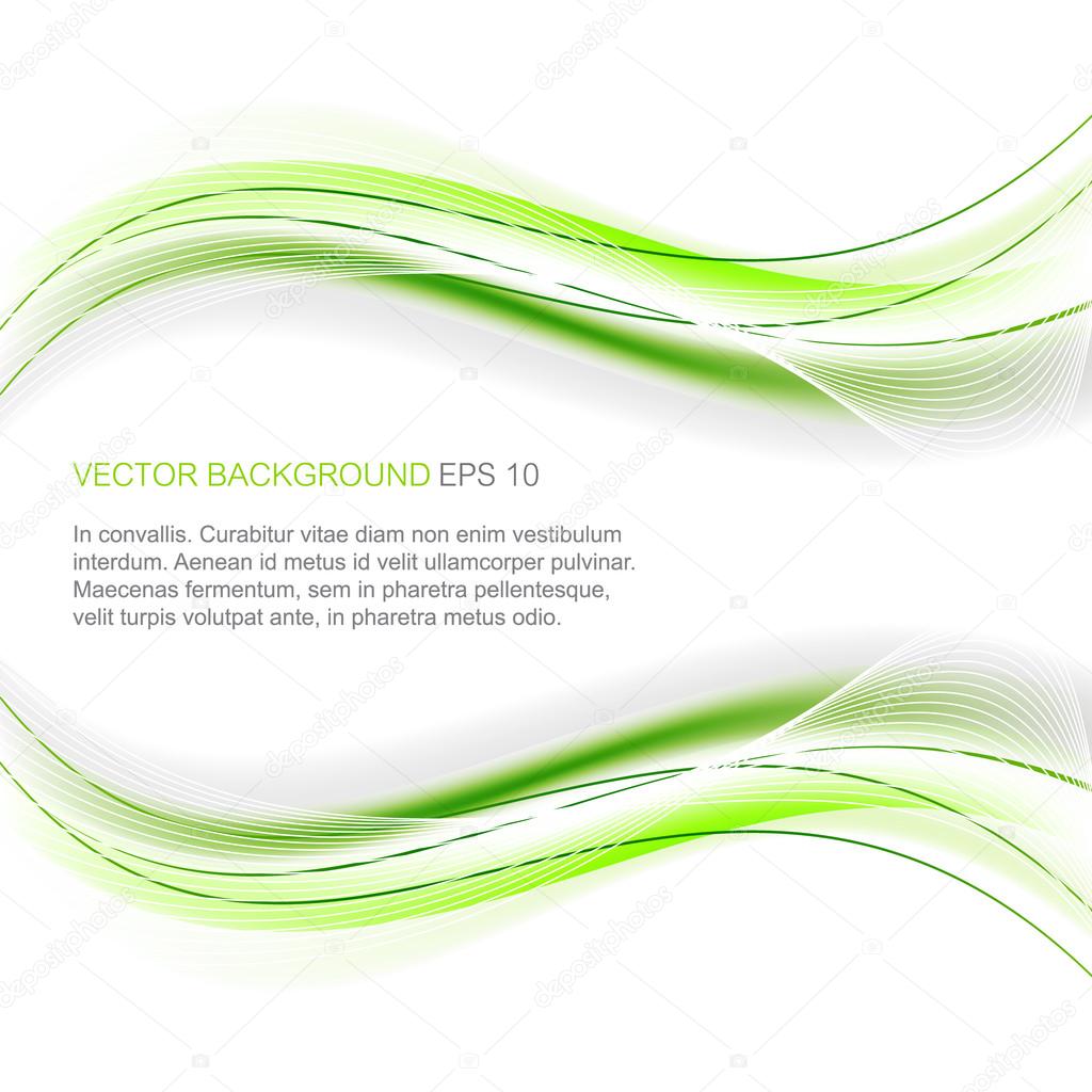 Abstract vector white background with green waves