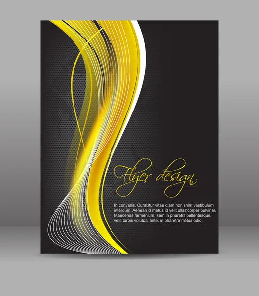 Leták nebo obal design, tmavé pozadí s žlutý vzor — Stockový vektor