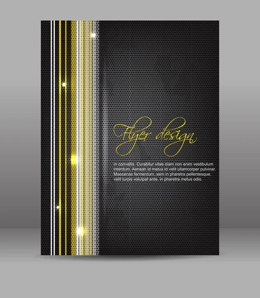传单或封面设计，与黄色花纹的黑色背景 — 图库矢量图片