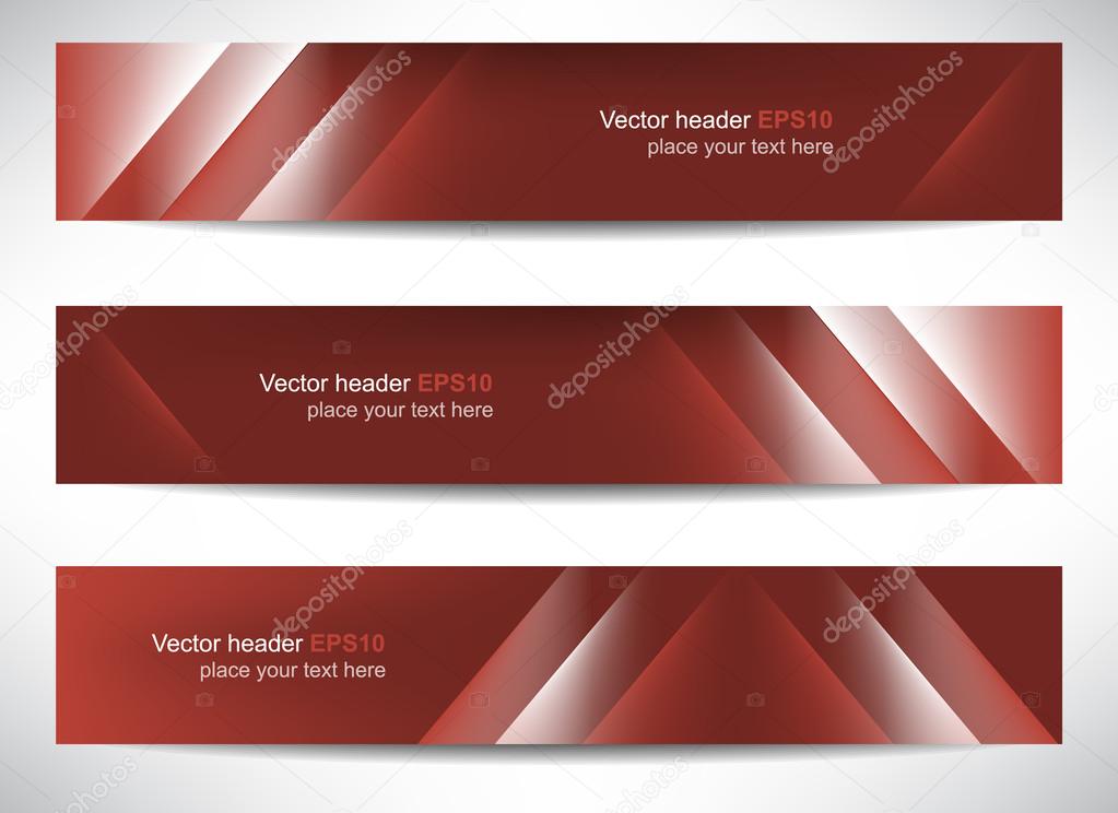 Web header, set of vector banner, design with precise dimension