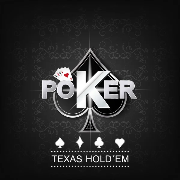 Ilustração vetorial de poker em um fundo escuro com símbolo de cartão — Vetor de Stock