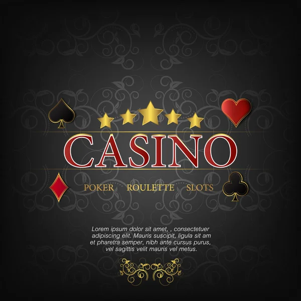 Casino vector illustration for poster on a dark background — Stock Vector