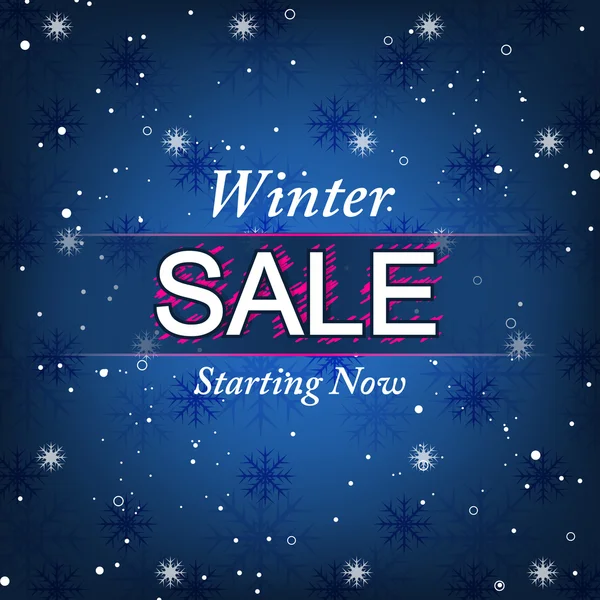 Winter blue background with sale offer — Stock Vector