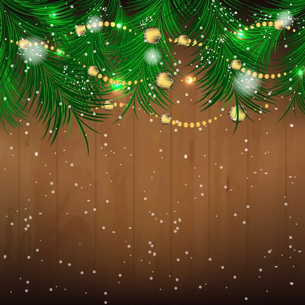 クリスマスの背景に松葉、安物の宝石 — ストックベクタ