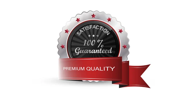 Silver guarantee badge, vector label, sign or emblem — Stock Vector