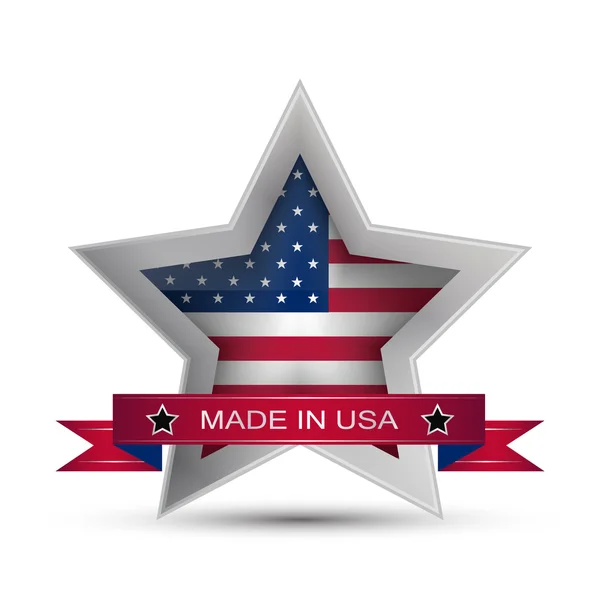 Made in USA icona o pulsante, timbro distintivo americano acquistare — Vettoriale Stock