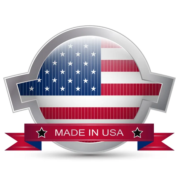 Made in USA silver badge, emblem or symbol — Stock Vector