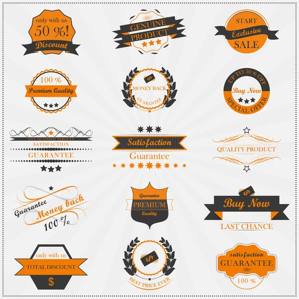 Collection of vintage sales labels and badges — Stock Vector