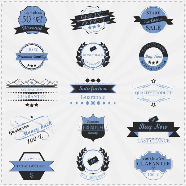 Collection of vintage sales labels, badges and ribbons — Stock Vector