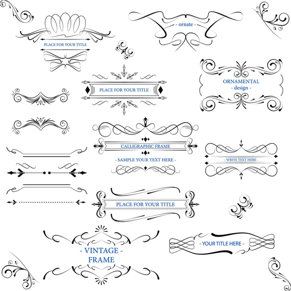 Cornici ornate con linee decorative ed elementi vintage — Vettoriale Stock