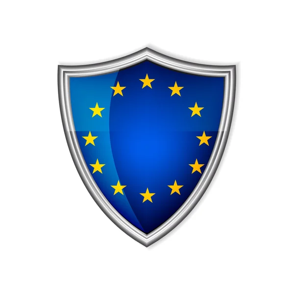 La etiqueta o insignia brillante de la Unión Europea sobre un fondo blanco — Vector de stock