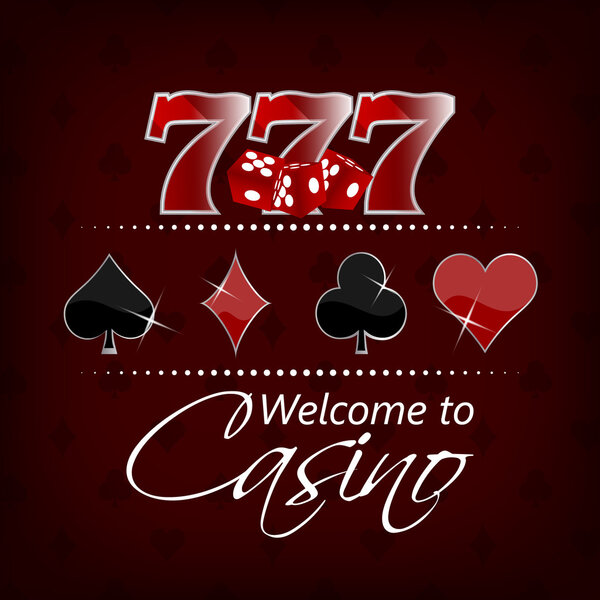 Casino background with lucky seven symbol and gaming elements