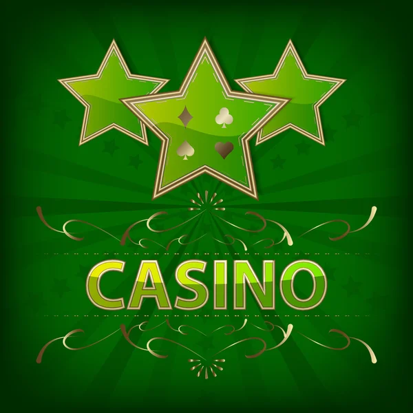 Casino background with green stars and ornate pattern — Stock Vector