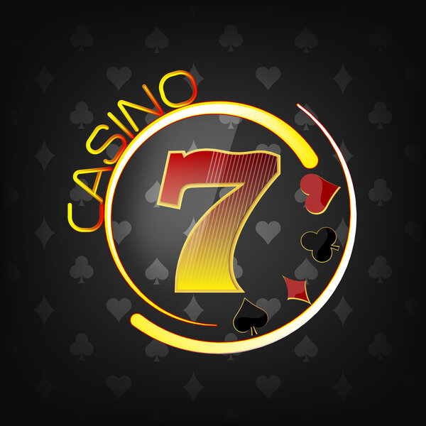 Casino background with lucky seven symbol and gaming elements