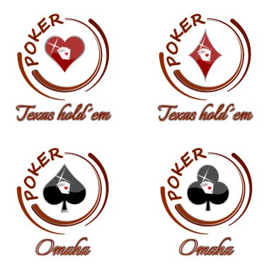 Oyun kartı simgesiyle poker vektör simge kümesi