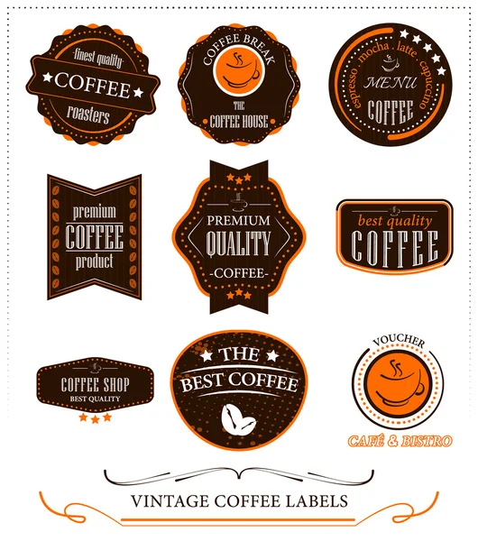 Винтажные кофейные этикетки — стоковый вектор