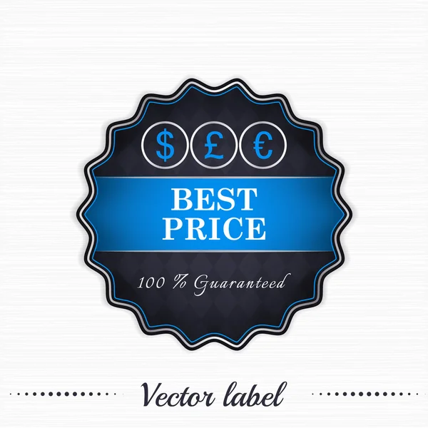 Bästa pris-garanti vektor försäljning etikett med valutasymbolen — Stock vektor