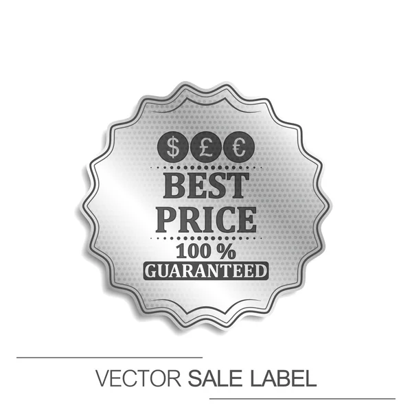 Best price guaranteed vector sale label with currency symbol — Stock Vector