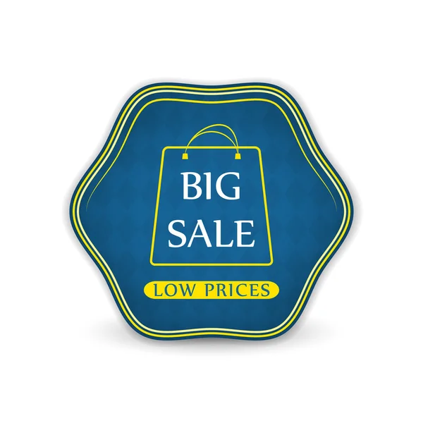 Big sale vector label with shopping bag on a white background — Stock Vector