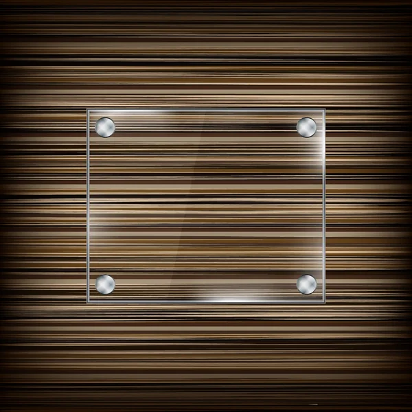 Cadre rectangulaire en verre sur fond en bois — Image vectorielle