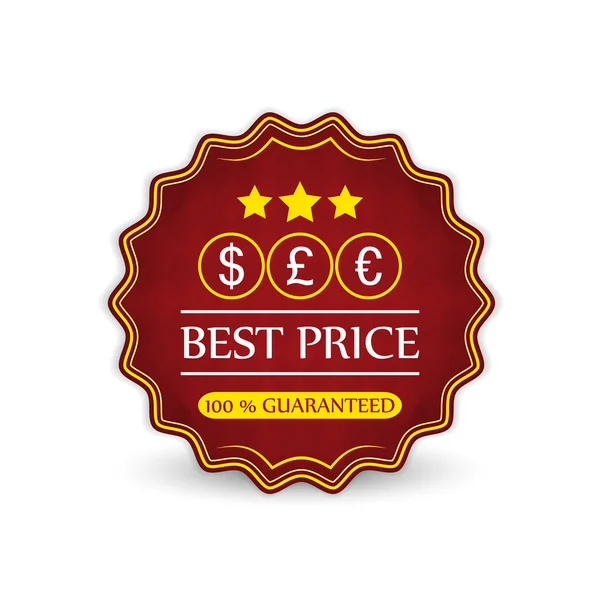 Meilleur prix garanti étiquette de vente avec symbole de devise — Image vectorielle