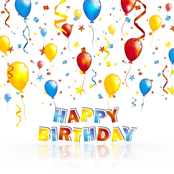 Ballons colorés et confettis pour vos souhaits d'anniversaire — Image vectorielle