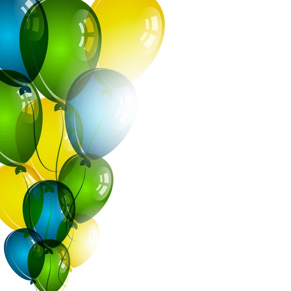 Kleur ballonnen op witte achtergrond voor verjaardag wensen — Stockvector