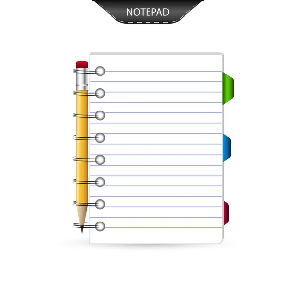 メモ帳やブックマーク、分離された鉛筆 — ストックベクタ