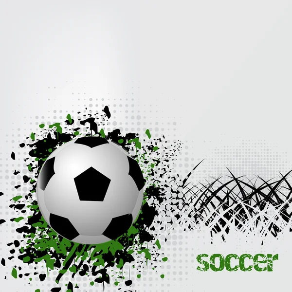 Soccer ball with grunge effect and grass — Stock Vector