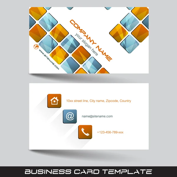 Business card template, visiting card with square pattern — Stock Vector