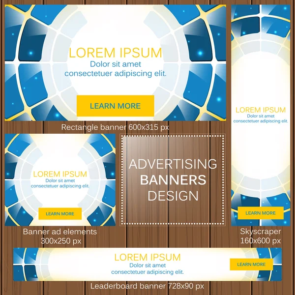 Publicidade banners em diferentes tamanhos para a sua web — Vetor de Stock