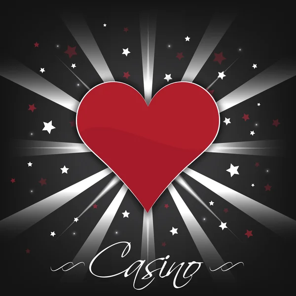 Casino fond vectoriel avec symbole de carte coeur et étoiles — Image vectorielle