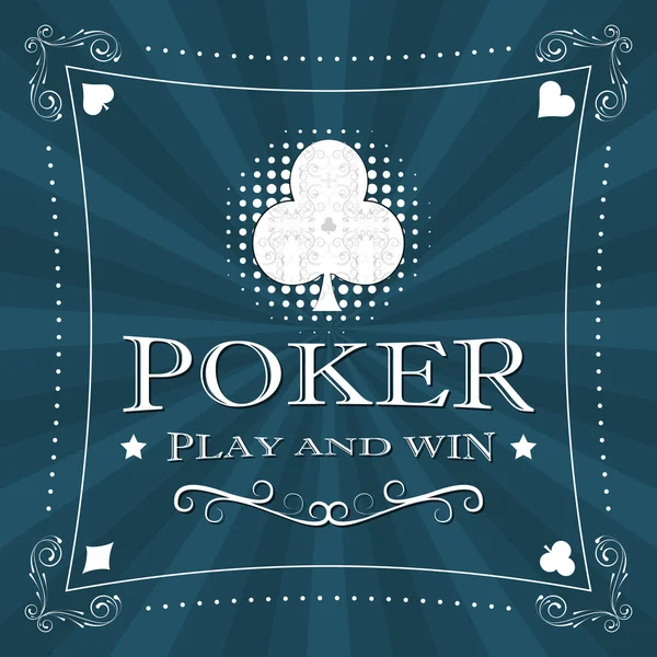 Retro poker vettoriale sfondo con simbolo della carta e cornice ornata — Vettoriale Stock