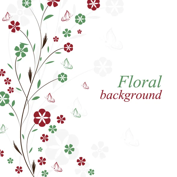 Fondo vector floral con flores y mariposas — Vector de stock