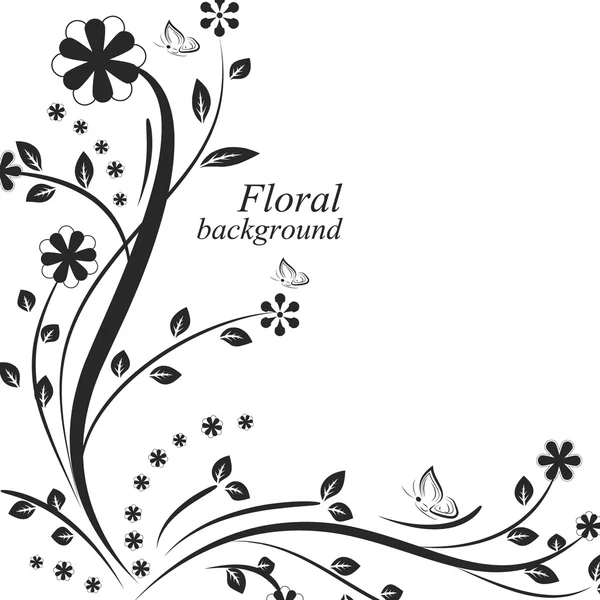 Fondo vector floral con flores y mariposas — Vector de stock