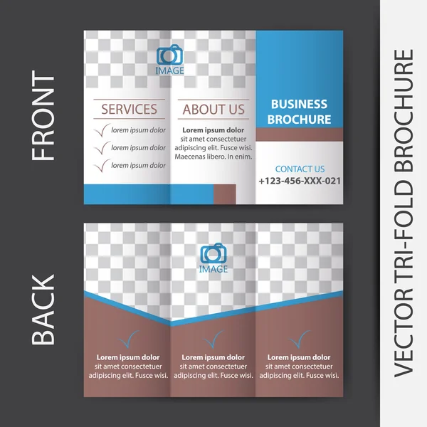Business tri fold flyer template, brochure or cover design — Stock Vector