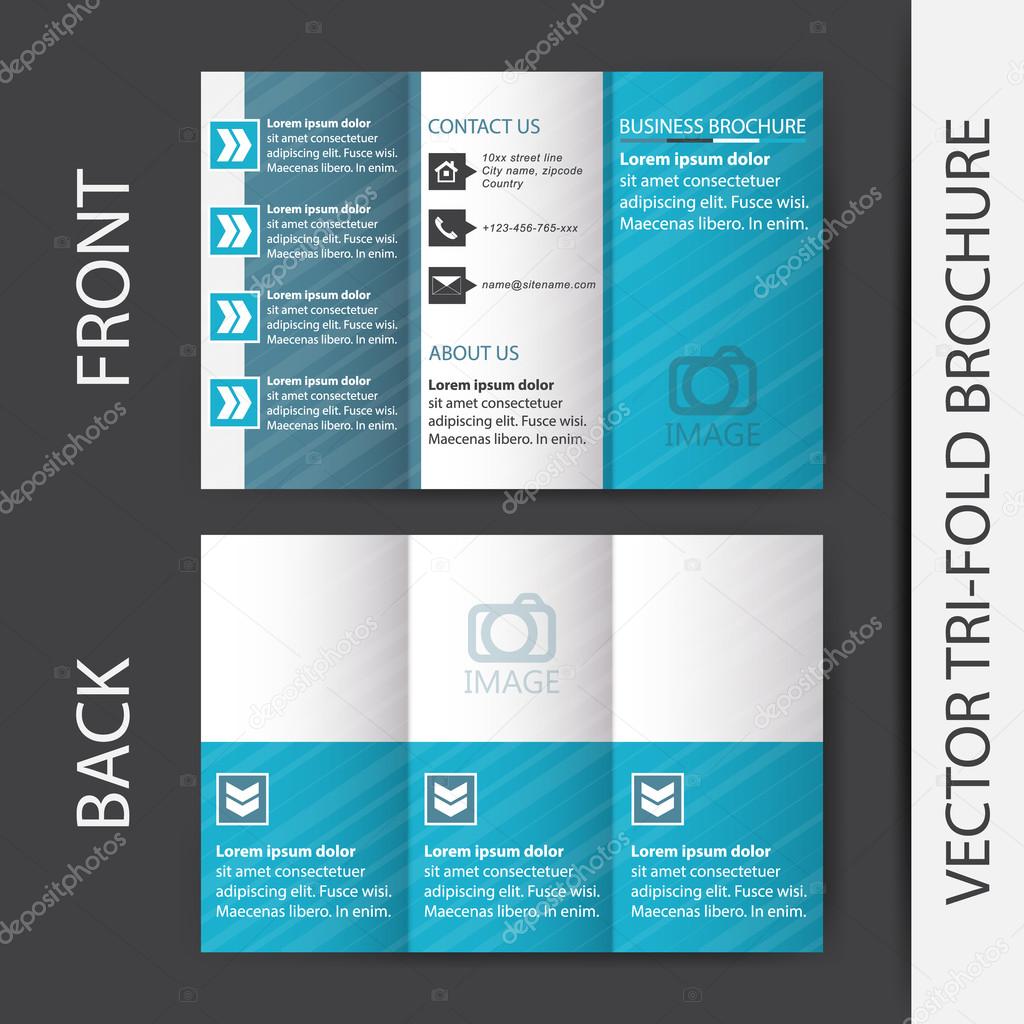 business tri fold flyer template brochure or cover design stock