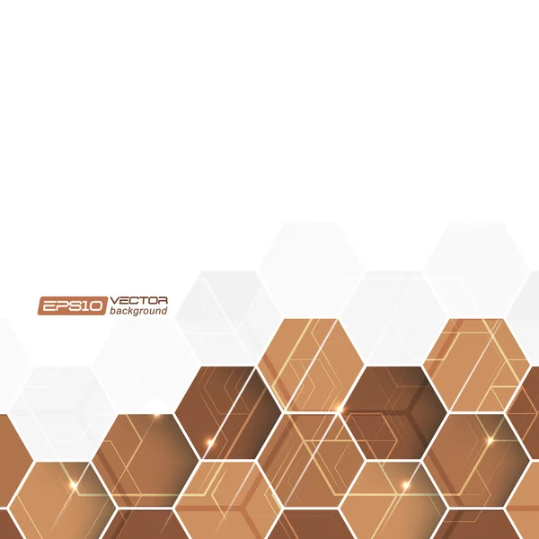 Fundo hexagonal abstrato com linhas brilhantes — Vetor de Stock