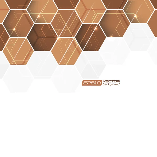 Fond hexagonal abstrait avec lignes brillantes — Image vectorielle