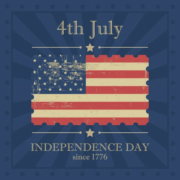 Giorno dell'indipendenza su sfondo vintage con bandiera USA — Vettoriale Stock