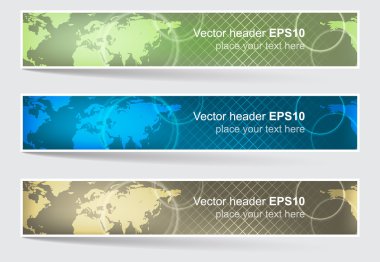 Vector header or banner, world map background