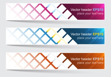 Web header, set of vector banner with square pattern.